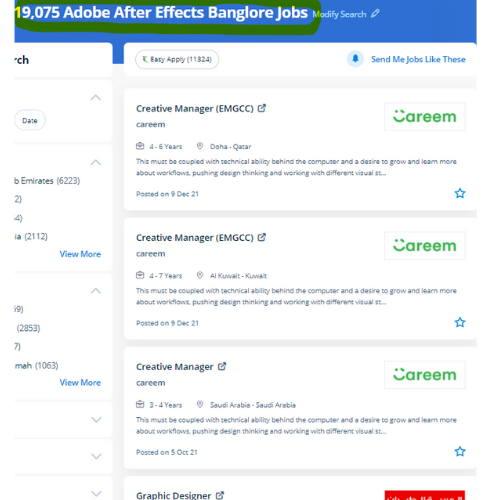 Adobe After Effects internship jobs in Cochin