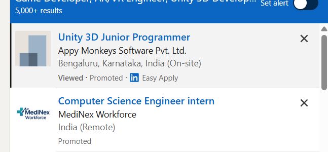 AR/VR Development (Unity) internship jobs in Jaipur