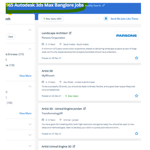 Autodesk 3Ds Max internship jobs in Cochin