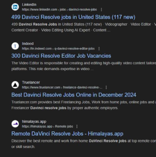 Davinci Resolve internship jobs in Kolkata