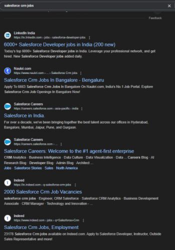 SalesForce internship jobs in Coimbatore
