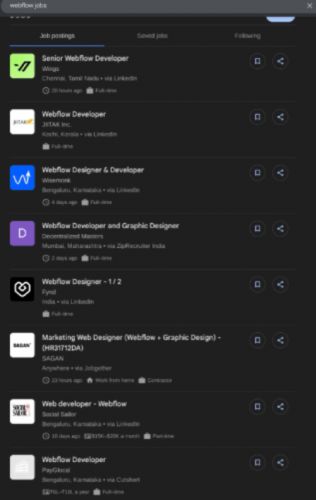 Webflow internship jobs in Ahmedabad